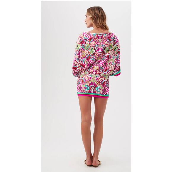 Trina Turk Hawaiian Garden Boatneck Tunic Swim Cover-Up Dress Size M NWT - Picture 3 of 7
